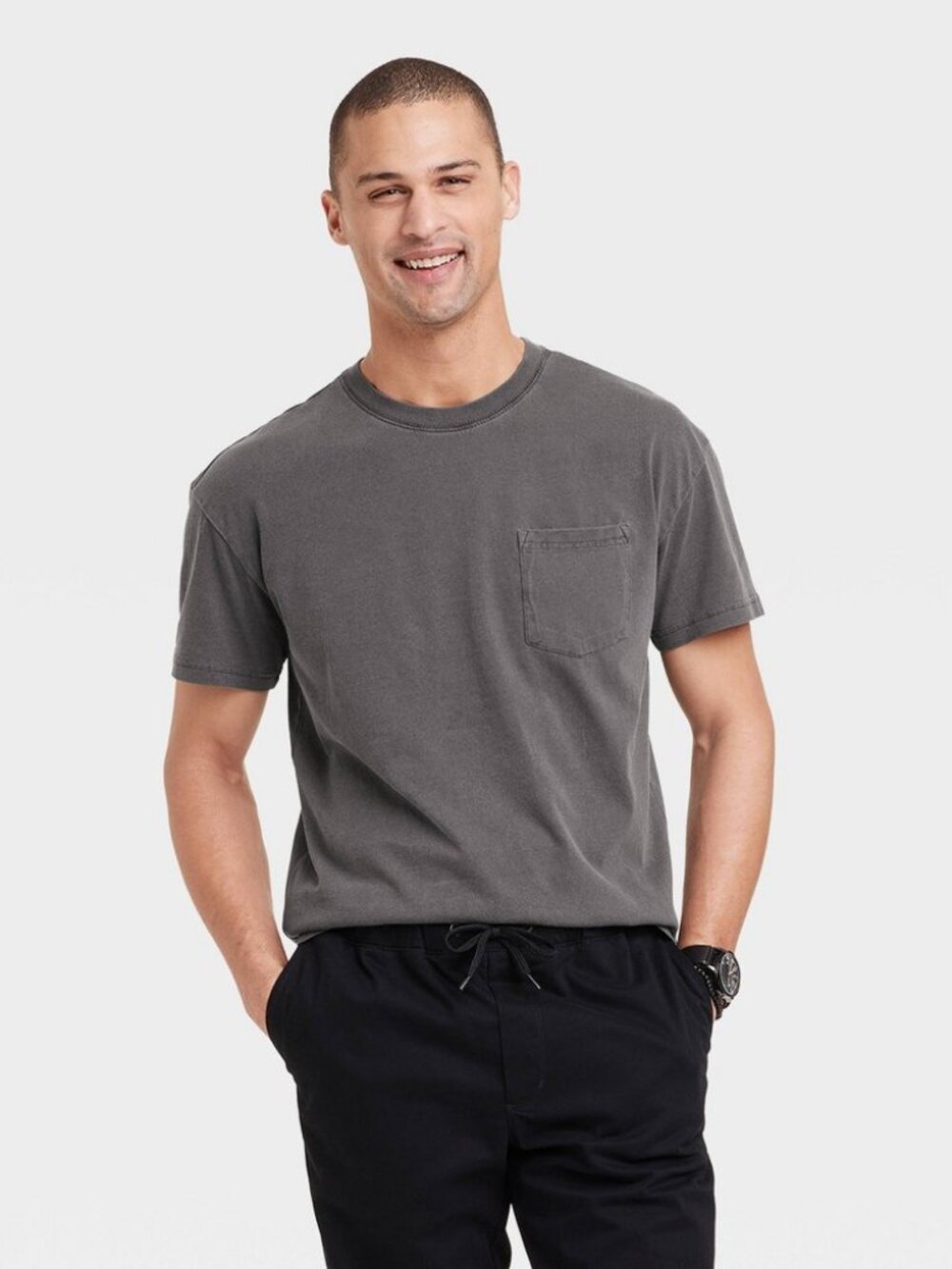 Men's Heavyweight Short Sleeve T-Shirt - Goodfellow  Hematite Size Large